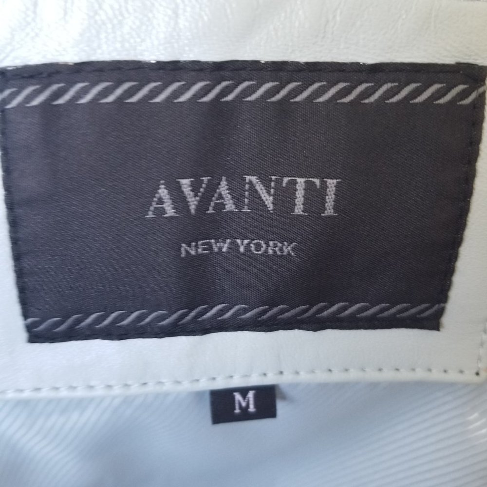 Light Blue Leather Zip Front Blazer Jacket - Picture 9 of 10